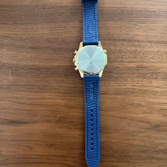 Bulova Marine Star Gold Case with Blue Dial Watch - Picture 3 of 6
